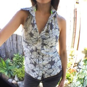 Petro Zillia || Halter Button Down Floral Print